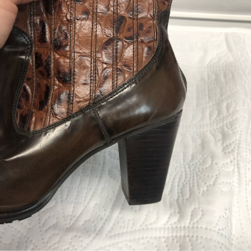Stuart weitzman croc heeled boots, NWOT - Picture 3 of 16